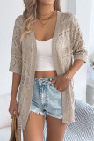 Solid Color Hollow Knitted Cardigan Jacket