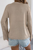 Solid Color Hollow Flared Sleeve Knitted Cardigan