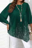 Large Size Print Round Neck Long Sleeved Shirt