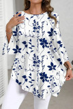 Floral Print Round Neck Long Sleeved T-shirt