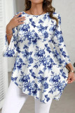 Floral Print Round Neck Long Sleeved T-shirt