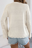 Solid Color Hollow Flared Sleeve Knitted Cardigan