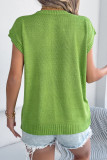 Flower Printed Bat Short Sleeved Knitted Sweater