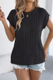 Solid Color Bat Short Sleeved Knitted Sweater