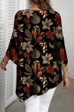 Floral Print Round Neck Long Sleeved T-shirt