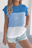 Bat Short Sleeved Contrasting Knitted Sweater