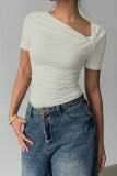 Summer Solid Color Short Sleeved Shirt