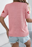 Red Lip Printed Short Sleeved Cardigan Sweater