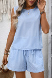 Striped Printed Sleeveless Vest Shorts Two-piece Set
