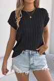 Solid Color Bat Short Sleeved Knitted Sweater