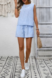 Striped Printed Sleeveless Vest Shorts Two-piece Set