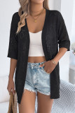 Solid Color Hollow Knitted Cardigan Jacket