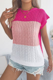 Bat Short Sleeved Contrasting Knitted Sweater