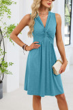Sleeveless V-neck Waist Cinched Dress