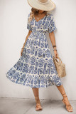 Ethnic Style Printed Short Sleeved Dress