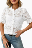 Lace Short-sleeved Solid Color Shirt