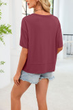 Solid Color V-neck Short Sleeved T-shirt