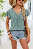 Solid Color V-neck Loose Short Sleeved T-shirt