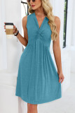 Sleeveless V-neck Waist Cinched Dress