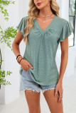 Solid Color V-neck Loose Short Sleeved T-shirt