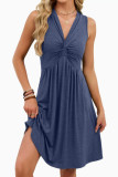 Sleeveless V-neck Waist Cinched Dress