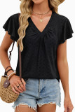 Solid Color V-neck Loose Short Sleeved T-shirt