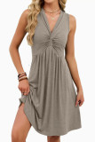 Sleeveless V-neck Waist Cinched Dress