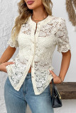 Lace Short-sleeved Solid Color Shirt