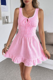 Lace Sleeveless Waist Cinched Bow Dress