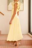 V-neck Pleated Backless Sleeveless Dress