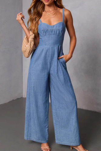 Retro Style Sleeveless Waist Cinching Jumpsuit