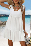 Solid Color V-neck Sleeveless Dress