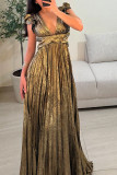 Ruffled Short Sleeved Backless Waist Cinching Dress