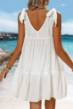 Solid Color V-neck Sleeveless Dress