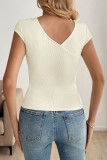 Solid Color Slim Fit V-neck Knitted T-shirt