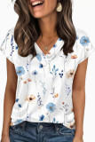 Satin V-neck Short Sleeved Shirt