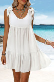 Solid Color V-neck Sleeveless Dress