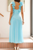V-neck Pleated Backless Sleeveless Dress
