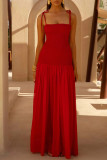Solid Color Sleeveless Camisole Pleated Dress
