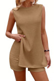 Round Neck Sleeveless Vest and Shorts Two-piece Set