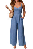 Retro Style Sleeveless Waist Cinching Jumpsuit