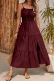 Solid Color Sleeveless Camisole Waist Cinching Dress