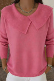 Retro Lapel Long Sleeved Knitted Sweater