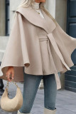 Solid Color Lapel and Waist Cinching Cloak