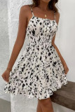 Printed Sleeveless Camisole Waist Cinching Dress