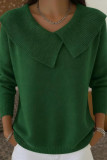 Retro Lapel Long Sleeved Knitted Sweater
