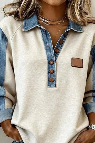 Cowboy Collar Knitted Lapel Long Sleeved Shirt