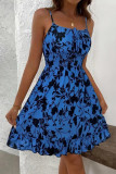 Printed Sleeveless Camisole Waist Cinching Dress