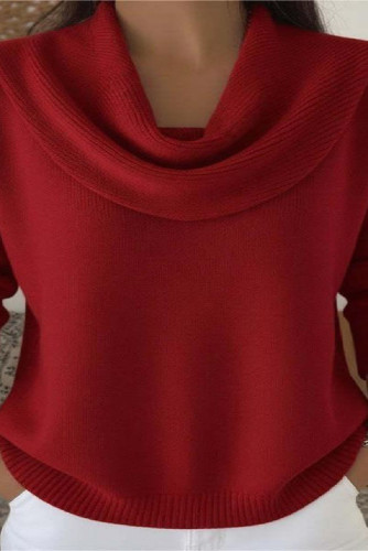 Loose Solid Color Long Sleeved Knitted Sweater