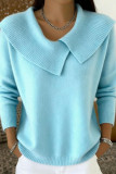 Retro Lapel Long Sleeved Knitted Sweater